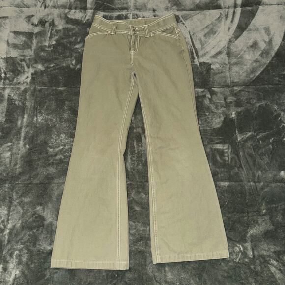 Gap Flared Pant Girl's 14 Olive Green 100% Cotton Casual Y2k Vintage 2006 - Picture 1 of 10